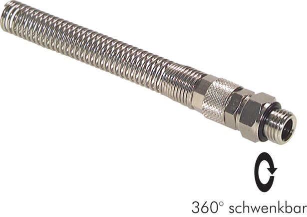 Voorbeeldig Afbeelding: CK-slang-draaischroefverbinding met cilindrische schroefdraad en buigbescherming, messing vernikkeld