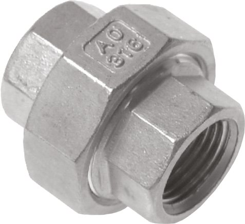 Exemplary representation: Screw connection with female thread, flat sealing, 1.4408