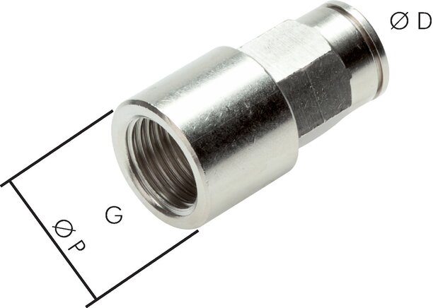 Exemplary representation: Push-in fitting with cylindrical female thread, nickel-plated brass