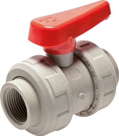Exemplary representation: Ball valves with female thread, PP-H (industrial version)
