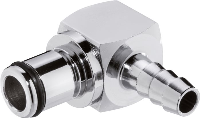 Exemplary representation: Angular coupling plug with grommet, chrome-plated brass