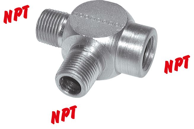 Voorbeeldig Afbeelding: T-stuk met NPT-tap (binnen/buiten/binnen), staal verzinkt