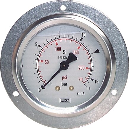 Voorbeeldig Afbeelding: Glycerine- Inbouwmanometer, frontring, Ø 63