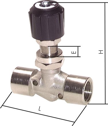 Exemplary representation: Needle valve shut-off valve with bulkhead thread for panel mounting, nickel-plated brass