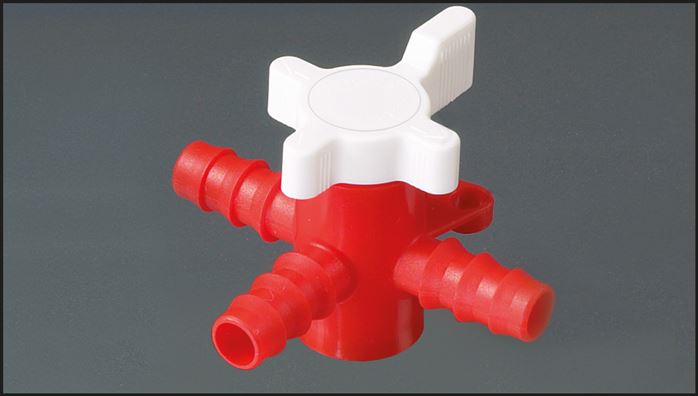 Exemplary representation: 3-way hose valve (T-bore) made of PE