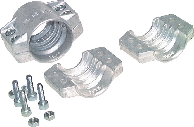 Exemplaire exposé: Colliers de serrage en 2 partie, aluminium