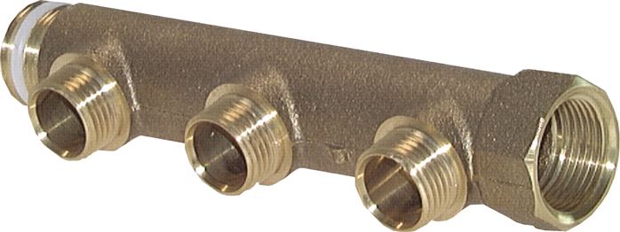 Exemplary representation: 3 outlets with male thread on the extraction point, brass