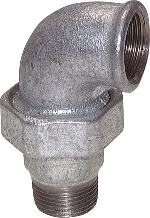 Voorbeeldig Afbeelding: Hoekschroefverbinding met binnen- en buitenschroefdraad, vlak afdichtend, getemperd gietijzer