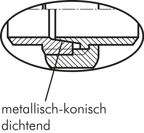 Vue détaillée: étanchéisation métallique-conique