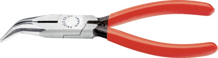 Exemplary representation: Flat round nose pliers (angled, polished with dipping plastic handles)