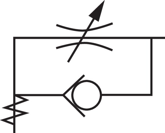 Symbole de commutation: Clapet anti-retour à étranglement (régulation d’air entrant - A)
