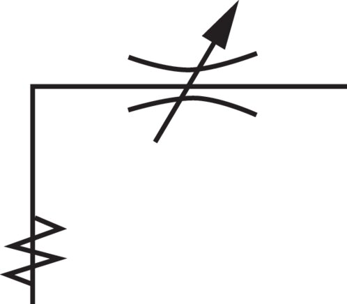 Symbole de commutation: Vanne d'étranglement (régulation de l'air entrant et sortant - C)