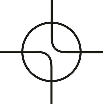 Symbole de commutation: Robinet à boisseau sphérique 4 voies, angulaire