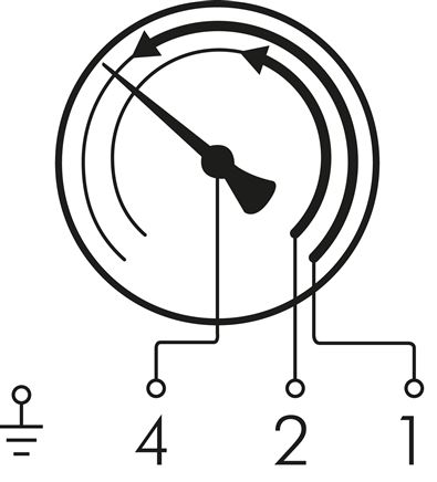 Schakelsymbool: Tweevoudig contact nr. 11: Het 1ste en 2de  contact sluit wanneer de betreffende streefwaarde wordt overschreden