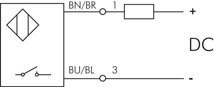 Schakelsymbool: 2-geleider Solid-State sensor